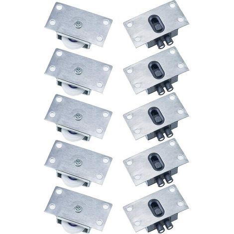 – Lot de 5 galets de roulement pour portes coulissantes – Acier inoxydable et nylon – Silencieux et anti-rouille – Pour armoires et fenêtres (1/5)