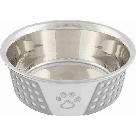 Comedero para Perro Trixie Blanco Gris Silicona Acero Inoxidable 750 ml (1/2)