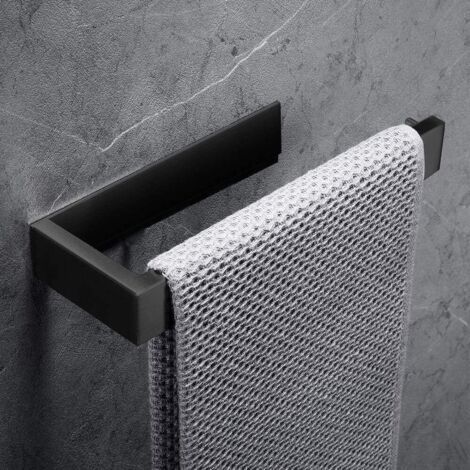 Anneau porte-serviettes Porte-serviettes, 304 Acier inoxydable support de serviettes Accessoirs WC Salles de Bains (sans perçage, noir) (1/4)