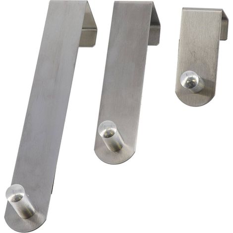 Set 3 pateres acier inoxydable pour porte - chrome - Tendance (1/2)