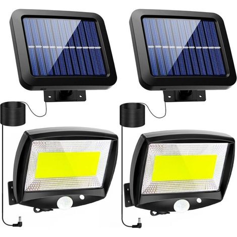 Eclairage Exterieur Solaire, Lampe Solaire Exterieur avec detecteur de mouvement Jardin LED Lumière Solaire Exterieur avec Detecteur Spot étanche Sans Fil Spot IP65 avec 3 Modes pour Patio Garage
