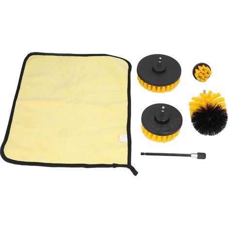 Lot de 6 brosses perceuse avec rallonge pour nettoyage auto, kit de récurage électrique pour voiture (1/5)