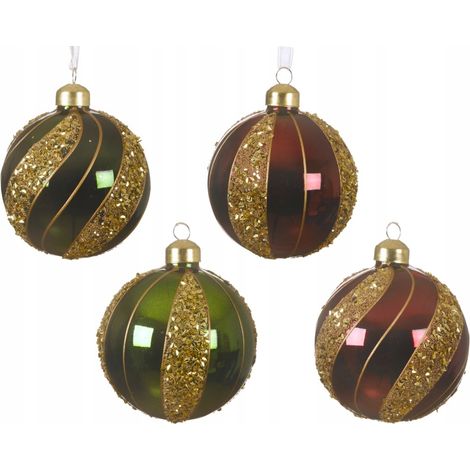Adorno de cristal redondo para árbol de Navidad, decorado, colores oscuros, 8 cm, 1 pieza. (1/5)
