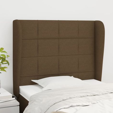 Kopfteil mit Ohren Dunkelbraun 83x23x118/128 cm Stoff (1/5)