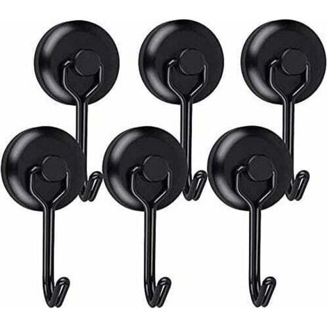 Crochet magnétique puissant, aimant de réfrigérateur pivotant, crochet magnétique en néodyme noir, crochets magnétiques pour torchon de cuisine, tablette, 6 pièces T-Audace (1/4)