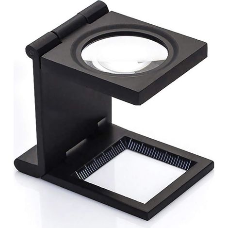 Loupe de poche mains libres 10x à 3 plis - Outil avec base graduée pour la lecture, la couture et la réparation d'impressions, noire (1/5)