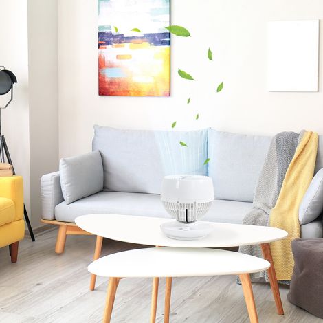 3-stufiger Tischventilator, tragbarer Ventilator mit 70°-Oszillation und 90°-Neigung, für Zuhause und Büro, Schwarz-Weiß