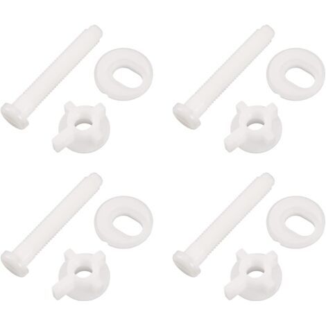 4 set di viti di fissaggio per sedile WC, viti per cerniera sedile WC, ricambio universale con dadi e rondelle, bianco (1/5)