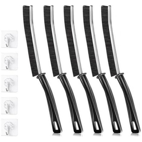 5 Pcs Brosse de Nettoyages pour Joints Noir Poils Durs Nettoyage Coins avec Crochets Autocollants Brosses Toilettes Salle Bain Cuisine 5pcsFugenschrubber & 5pcsKlebriger Haken (1/5)