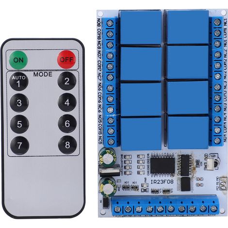 8 canaux relais infrarouge multifonction 12V télécommande interrupteur IR pour automatisation (1/5)