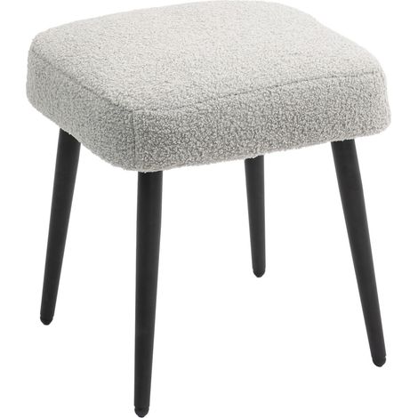 Fußhocker Sitzhocker Quadratischer Schminkhocker Fußstütze mit Kaschmir-Optik, Stahlbeine, für Wohnzimmer, Schlafzimmer, Hellgrau
