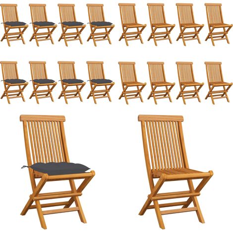 Chaises de jardin avec coussins anthracite lot de 8 Teck massif - Chaise De Jardin Pliable - Chaise De Jardin En Teck - Mobilier De Jardin - Chaise Extérieure - Fauteuil De Jardin - Home & Living (1/5)
