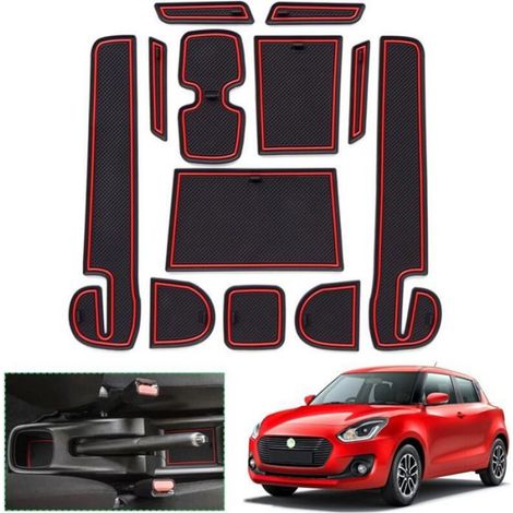 Tapis Antidérapants - Caoutchouc Souple - Pour Accoudoir Console Centrale Porte-Gobelets Joints De Porte - Compatible Suzuki Swift Sport Hybrid 2017-2022 - Lot De 6 (1/5)