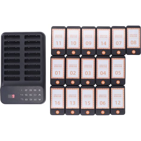 Système de Téléappel Sans Fil pour Restaurant 16 Récepteurs Vibration Portée 1000m Écran LED ABS (1/5)