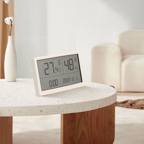 Configuration standard GM1371 : Thermomètre et hygromètre numérique électronique de haute précision avec affichage réglable de la température/humidité (℉/℃) et de l'heure/date. (1/5)