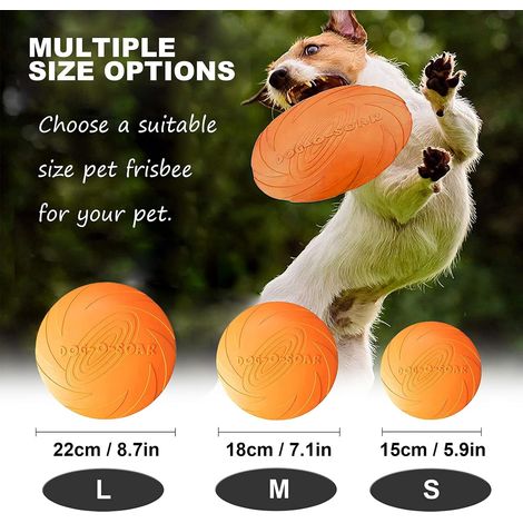 3Pcs Frisbee Dog -15cm Frisbee Toy Dog - Pour la terre et l'eau, dresser des chiens, lancer, attraper et jouer (rouge + orange + vert) (1/4)
