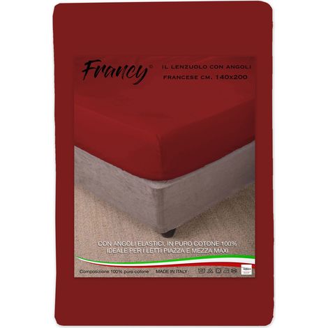 LENZUOLO CON ANGOLI FRANCY BORDEAUX FRANCESE 1 PIAZZA E MEZZA GRANDE MAXI (1/3)
