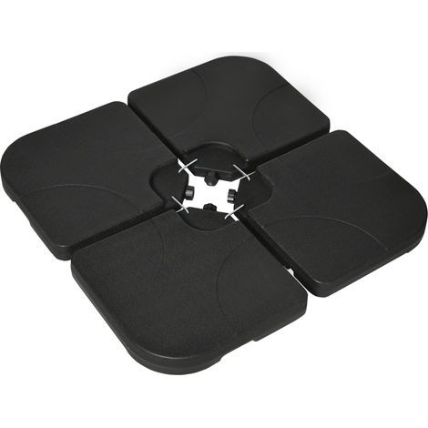 AMXCNOY Pied de parasol déporté, lot de 4, lestable avec 60 litres d'eau ou 78 kg de sable, coloris noir pour une stabilité optimale. (1/5)