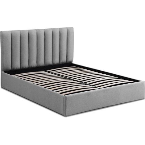 Lit Coffre Design en Tissu "Songa" 160x200cm Gris (1/3)
