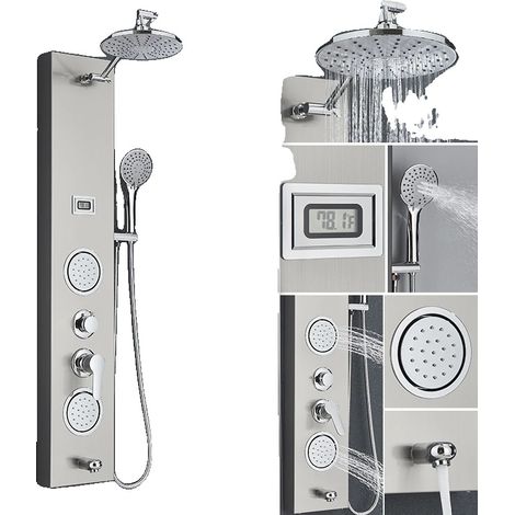 Panneau de douche, jet de massage spa, douche pluie, nickel-F-7004 (1/2)