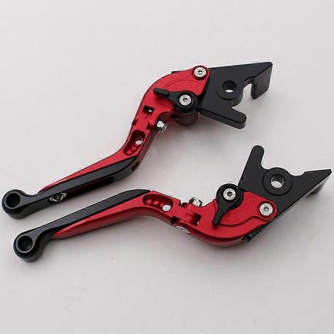 Compatible avec la moto Aprilia DORSODURO 900 : poignée de frein modifiée, fixations en alliage d'aluminium (rouge, 1 paire télescopique). (1/5)