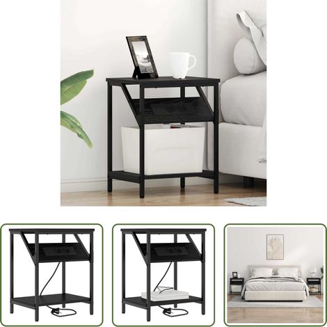 Rangement chambre -  Cabinet de chevet Chêne noir 38 x 30 x 48 cm Bois d'ingénierie (1/5)