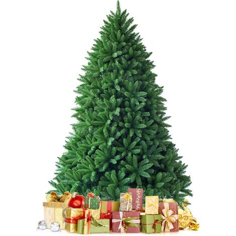 COSTWAY Albero di Natale 150/180/225 cm, Albero di Natale Artificiale con 600/1250/1968 Rami Folti e Supporto in Metallo, Albero di Natale Realistico per Casa, Ufficio e Negozio, Verde (150cm) (1/5)