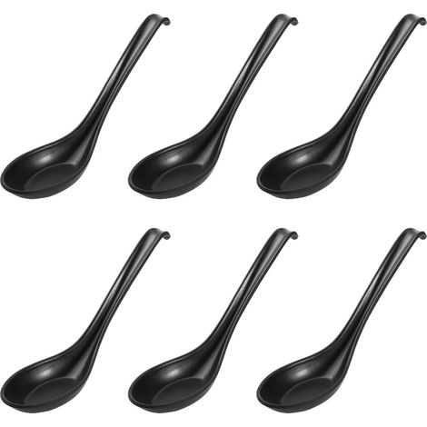 6 cuillères à soupe en mélamine, cuillères à riz asiatiques, cuillères à wonton chinoises, pour restaurant familial