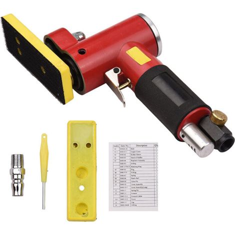 Jeffergarden Mini ponceuse pneumatique linéaire avec 2 patins de ponçage, polisseuse pneumatique orbitale aléatoire pour carrosserie, meubles, bois et surfaces métalliques.