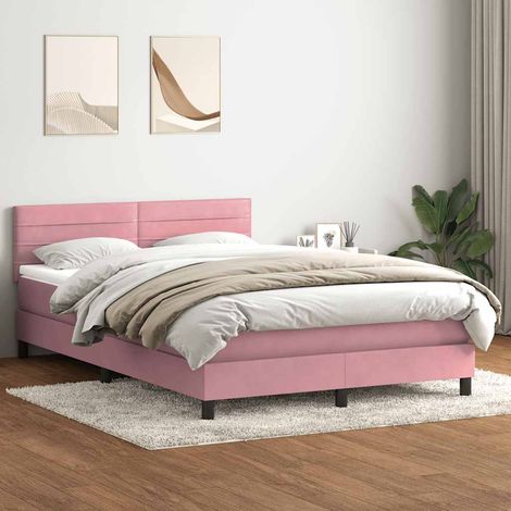 Boxspringbett mit Matratze Rosa 140x220 cm Samt