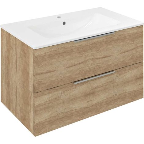 Sapho Cirasa - Mueble para lavabo 80x52x46 cm, 2 cajones, roble Alabama CR801-2222 (1/5)