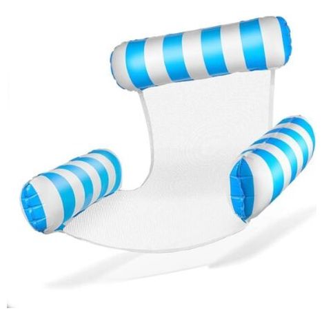 Fauteuil gonflable de piscine avec dossier et accoudoirs, siège flottant, chaise longue gonflable pour piscine (rayures bleues)