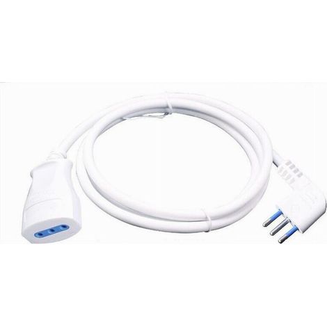 Extension Linéaire Blanche 5 Mt Avec Fiche 10a 2p + T + 10a 2p + Câble De Jupe 90 ° 83271 (1/2)