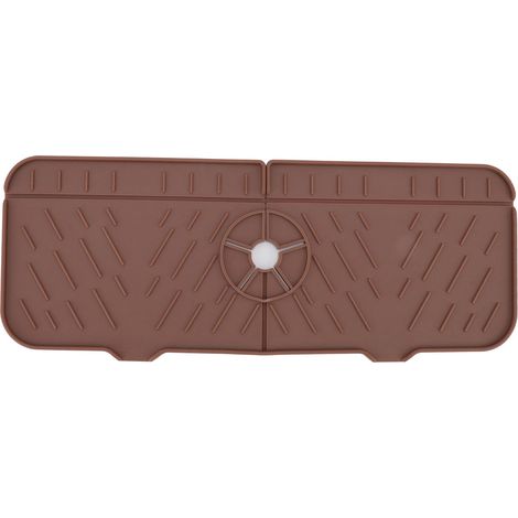Lot de 2 tapis absorbants lavables pour robinet, silicone réutilisable attrape-eau pour plan de travail évier cuisine salle de bain Camping-car Marron (1/5)