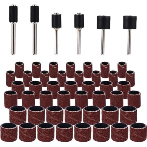 Kit Manchons de Ponçage 51 Pièces pour Ponceuse à Tambour Bandes Abrasives en Carbure Silicium Résistantes Haute Température Accessoires Bois Plastique Métal et - (1/5)