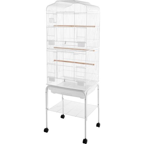 Cage à oiseaux, structure spacieuse, accès verrouillable, Blanc (1/2)