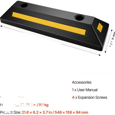 Bouchon de Parking, Matériau Durable, Bandes Réfléchissantes de Sécurité, 21.5x6.2x3.7inch (1/2)