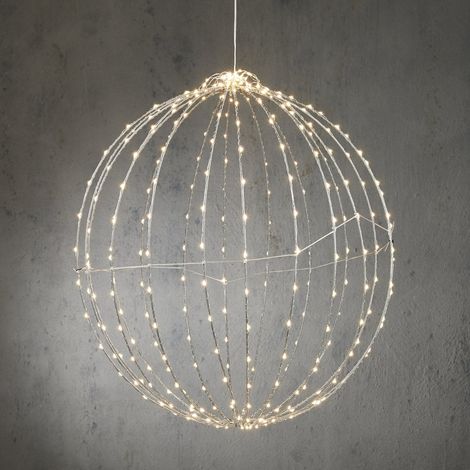 Boule lumineuse de Noël à suspendre extérieur en métal gris clair 400 LED Ø 60 cm - PANGIVO (1/5)