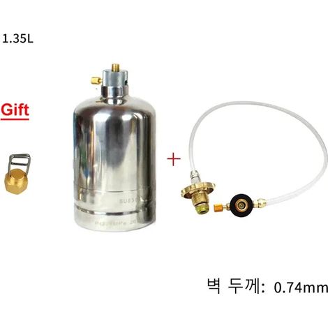 Bouteille de gaz gonflable en acier inoxydable pour le camping en plein air, adaptateur de remplissage pour réservoir de gaz à circulation, réchaud à gaz portable, combustible pour pique-nique et camp (1/5)