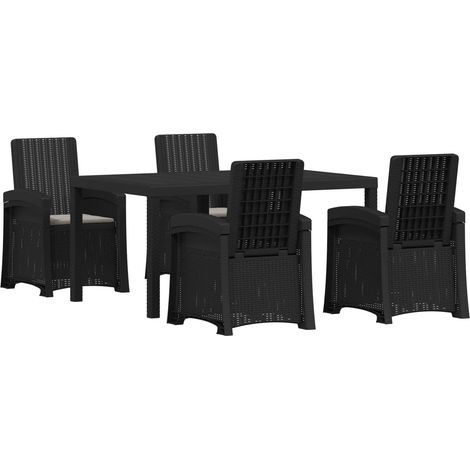 Set da Pranzo per Giardino 5 pz Antracite e Grigio chiaro PP vidaXL (1/5)