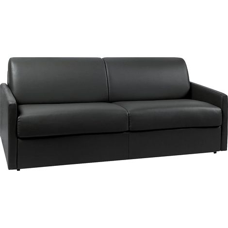 Canapé 4 places convertible express en simili noir - Couchage 160 cm - Matelas 14 cm CALIFE (1/3)