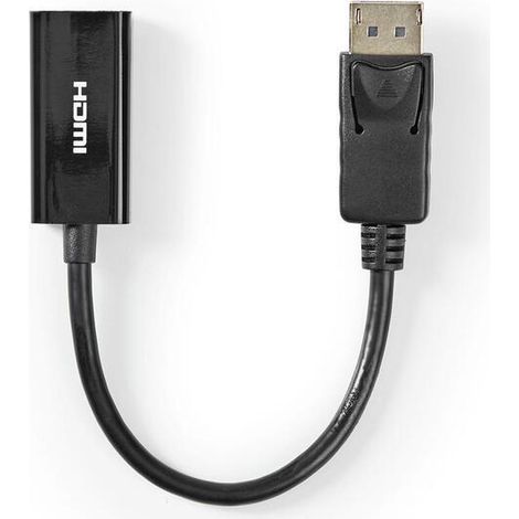 NEDIS CABLE DISPLAYPORT MACHO SALIDA HDMI 4K@30HZ NIQUELADO 0.20 M REDONDO PVC NEGRO (1/4)