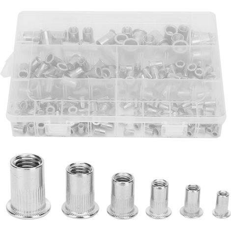 205-teiliges Edelstahl-Nietmuttern-Set, gemischte Flachkopf-Nietmuttern, Hardware-Teile (1/5)