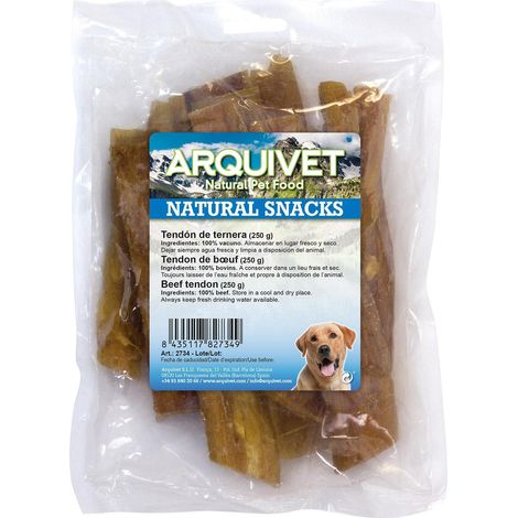 ARQUIVET Tendine di Vitello per Cani - Sacchetti 250 gr - Snack 100% Naturali - Masticabile (1/2)
