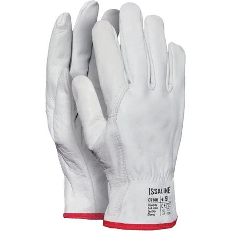 STARTER guante industrial piel blanca 10 r-7140 , Guante industrial de piel blanca Starter Palma y dorso en piel flor vacuno Ribete en la muñeca Elástico en el dorso (1/2)