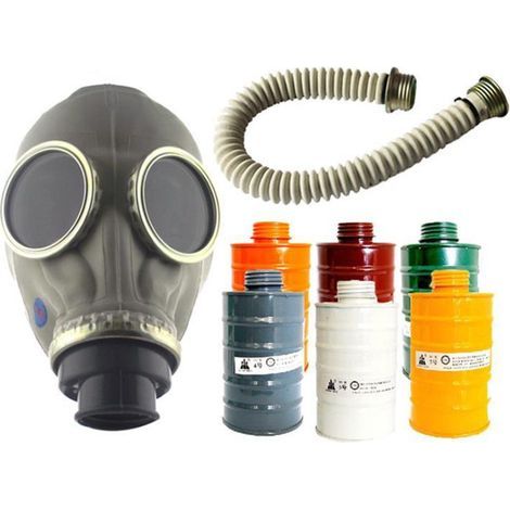 Mehrzweck-Gas-Vollmaske mit Filter der Stufe 3, Atemschutzmaske, Farbspray, Pestizide, Naturkautschuk, Chemikalienschutz (Maske mit Dose Nr. 1 + 0,5 m Atemweg) (1/5)