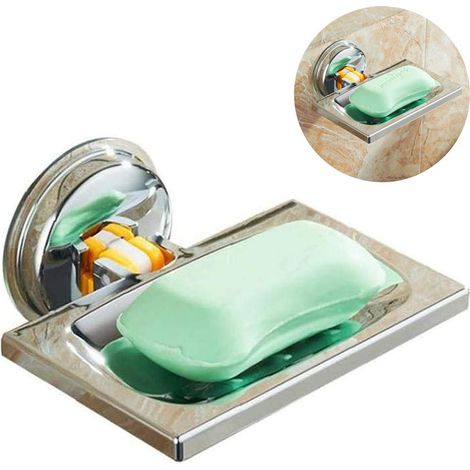 Support Savon - En Acier Inoxydable - Fixation Par Ventouse - Pour Salle De Bain Et Cuisine - 1 Pièce (1/5)