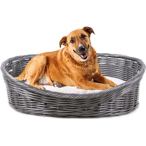 MaxxPet Cama para perros, cesta redonda con cojín, cesta para perros y gatos, antracita, 63 x 50 x 21 cm (1/4)