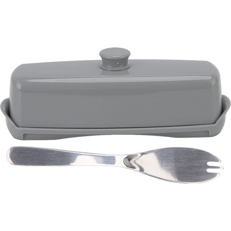 Boîte de Rangement à Beurre en Plastique Grande Capacité avec Couvercle et Couteau pour Réfrigérateur Gris (1/5)