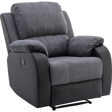 Poltrona relax in Microfibra e Similpelle Grigio e Nero - BRODY (1/4)